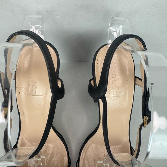 Gucci Black and Gold Heeled Sandals with Ankle Strap - Picture 3 of 8